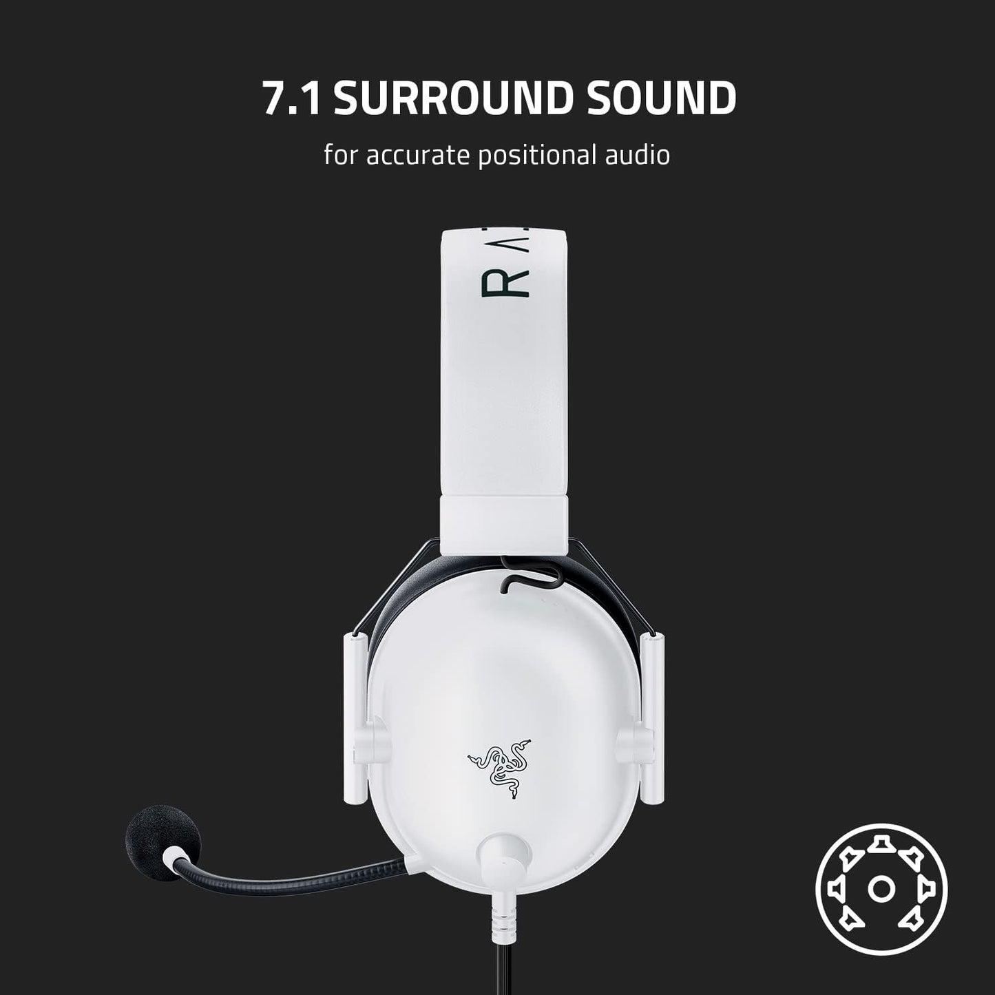 Razer Blackshark V2 X USB Cable 7.1 (PC, Playstation, Switch, Android, iOS) Blanco