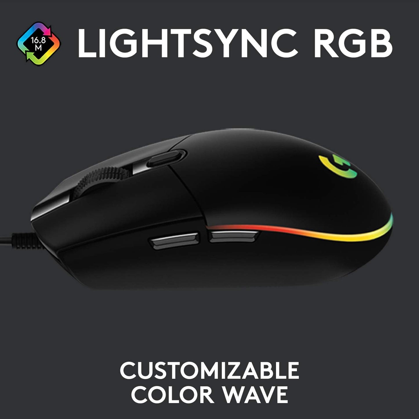 Logitech G203 Cable-USB 8,000 DPI RGB 6 Botones Reprogamables Negro