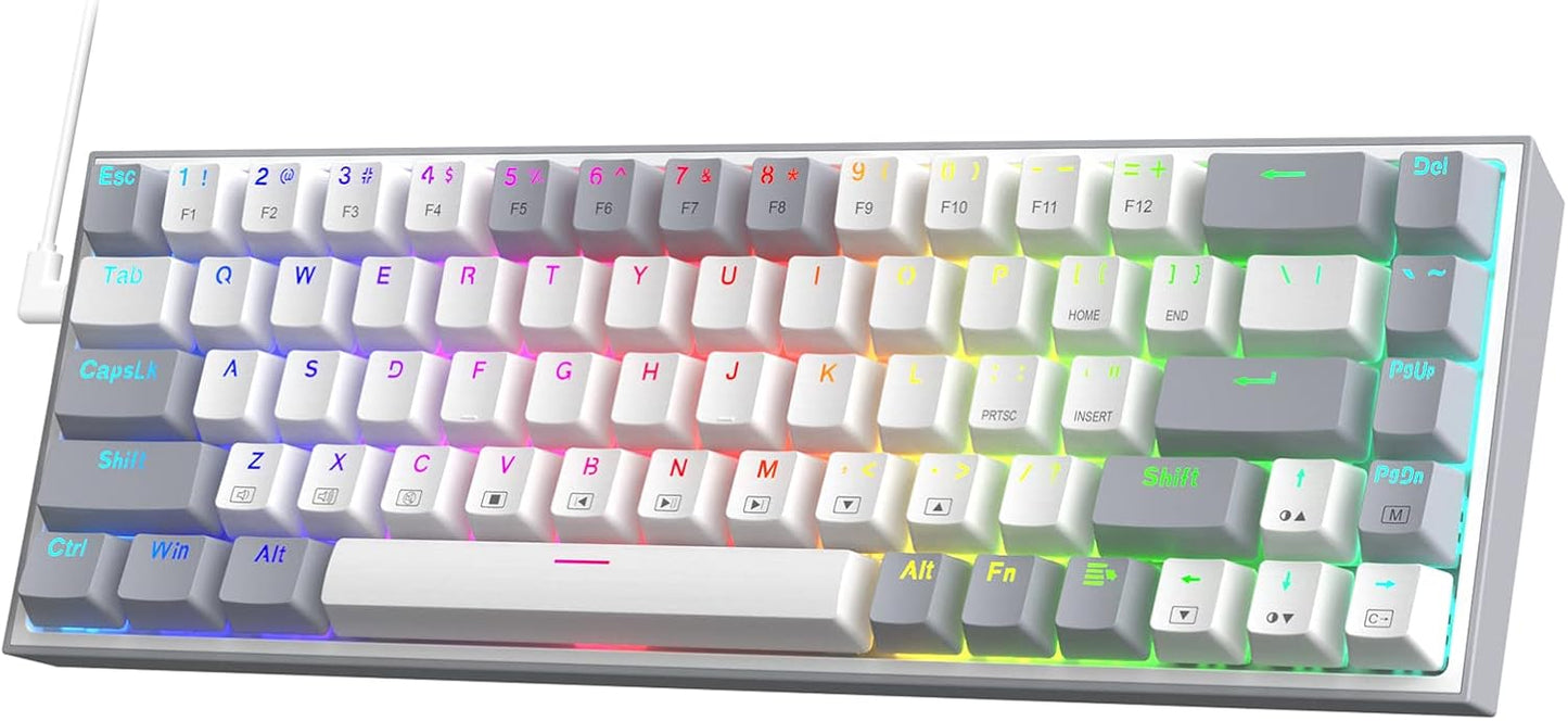 Redragon K631 Gery RGB USB-Cable Teclado Mecanico 65% Red Switches Intercambiable