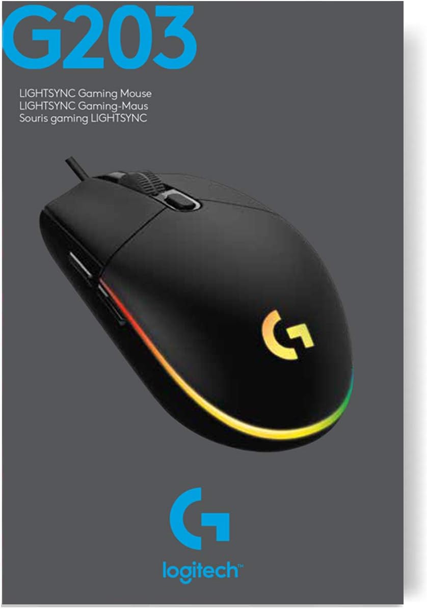 Logitech G203 Cable-USB 8,000 DPI RGB 6 Botones Reprogamables Negro
