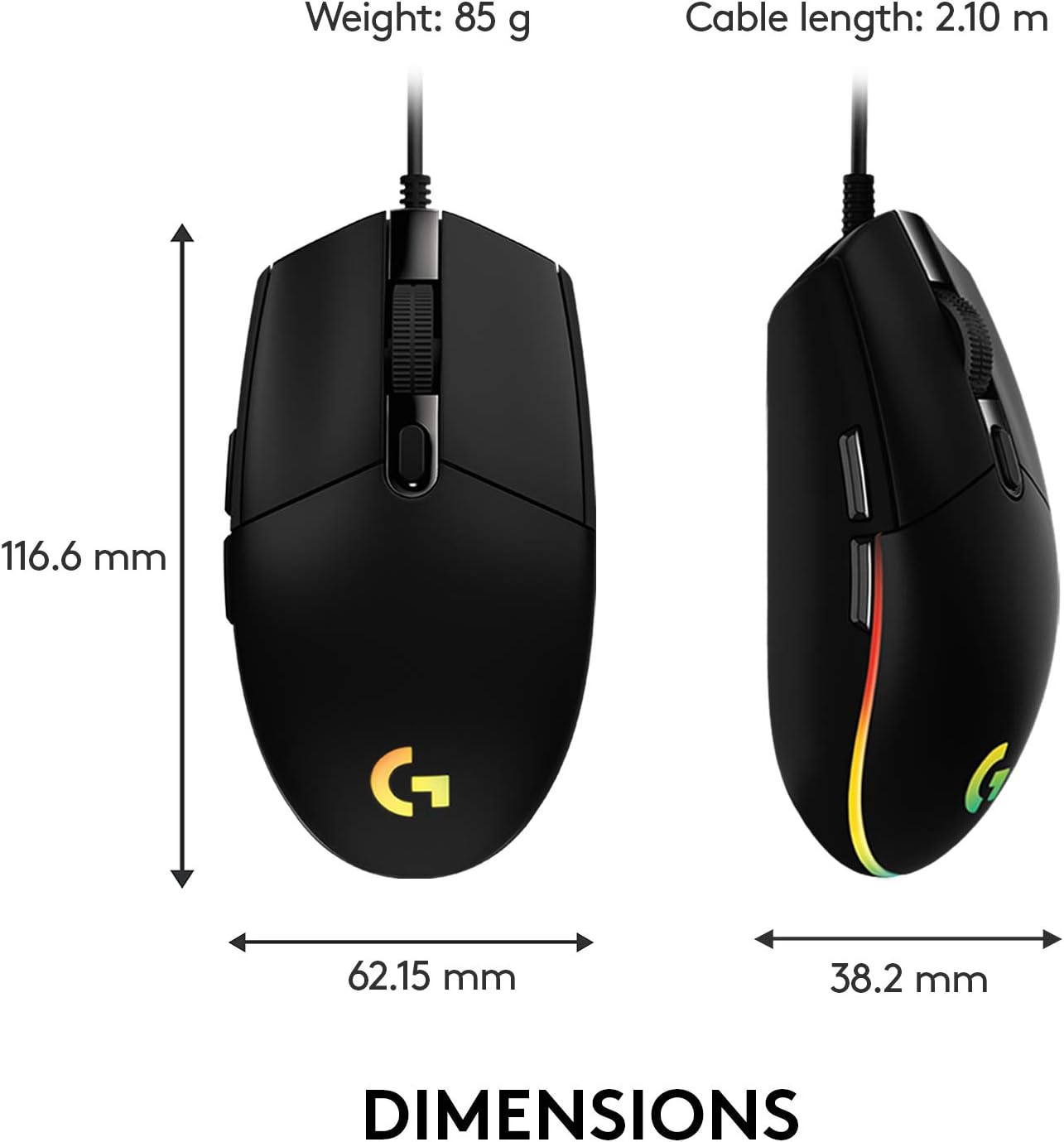 Logitech G203 Cable-USB 8,000 DPI RGB 6 Botones Reprogamables Negro