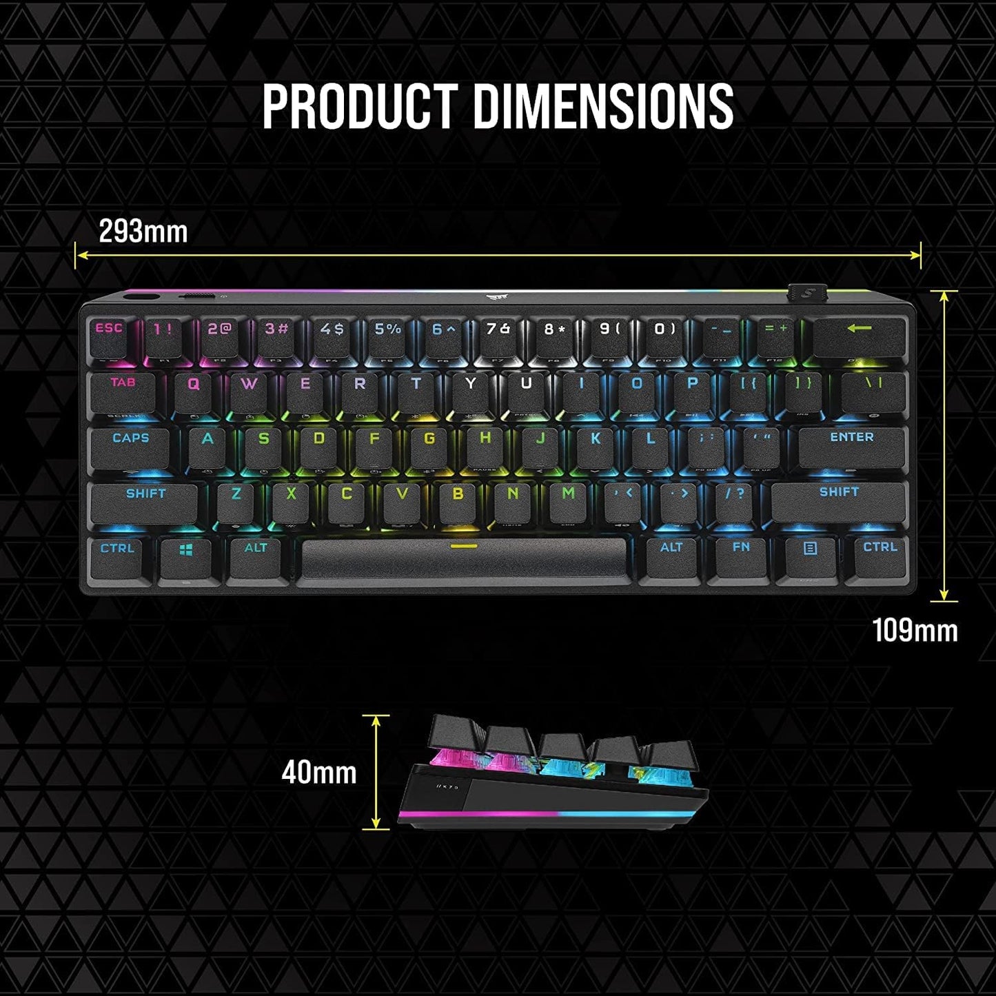 Corsair K70 PRO MINI Inalambrico Mecanico 60% Cherry MX Switches