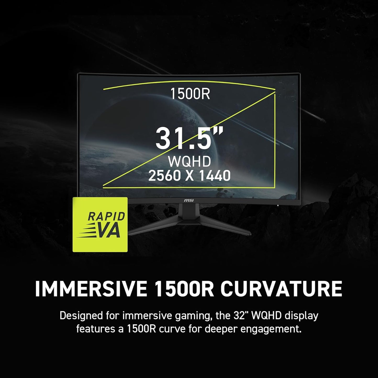 MSI MAG 32CQF E18 32'' 2560 x 1440 Curvo 1500R VA 180Hz FreeSync HDR 1ms