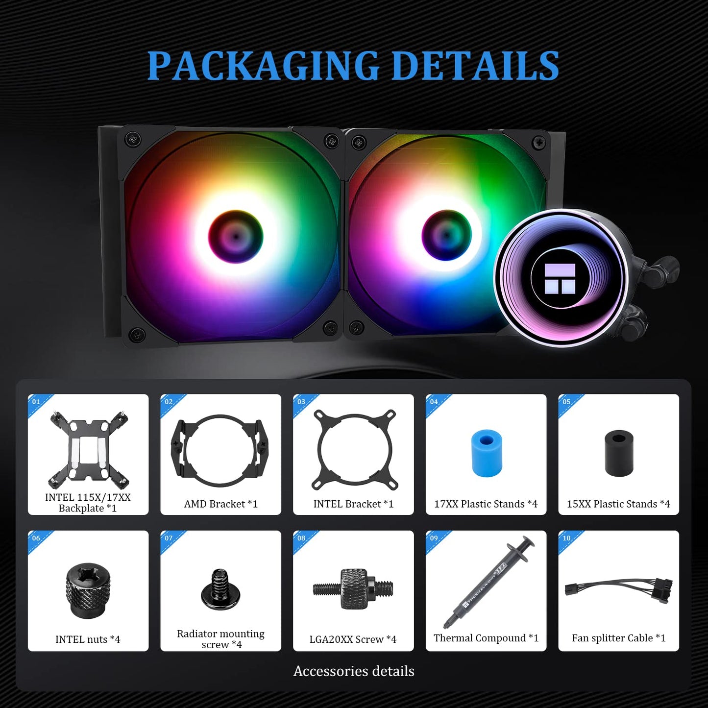 Thermalright Frozen Notte 240mm ARGB Negro AM4, AM5, LGA 1700/1200