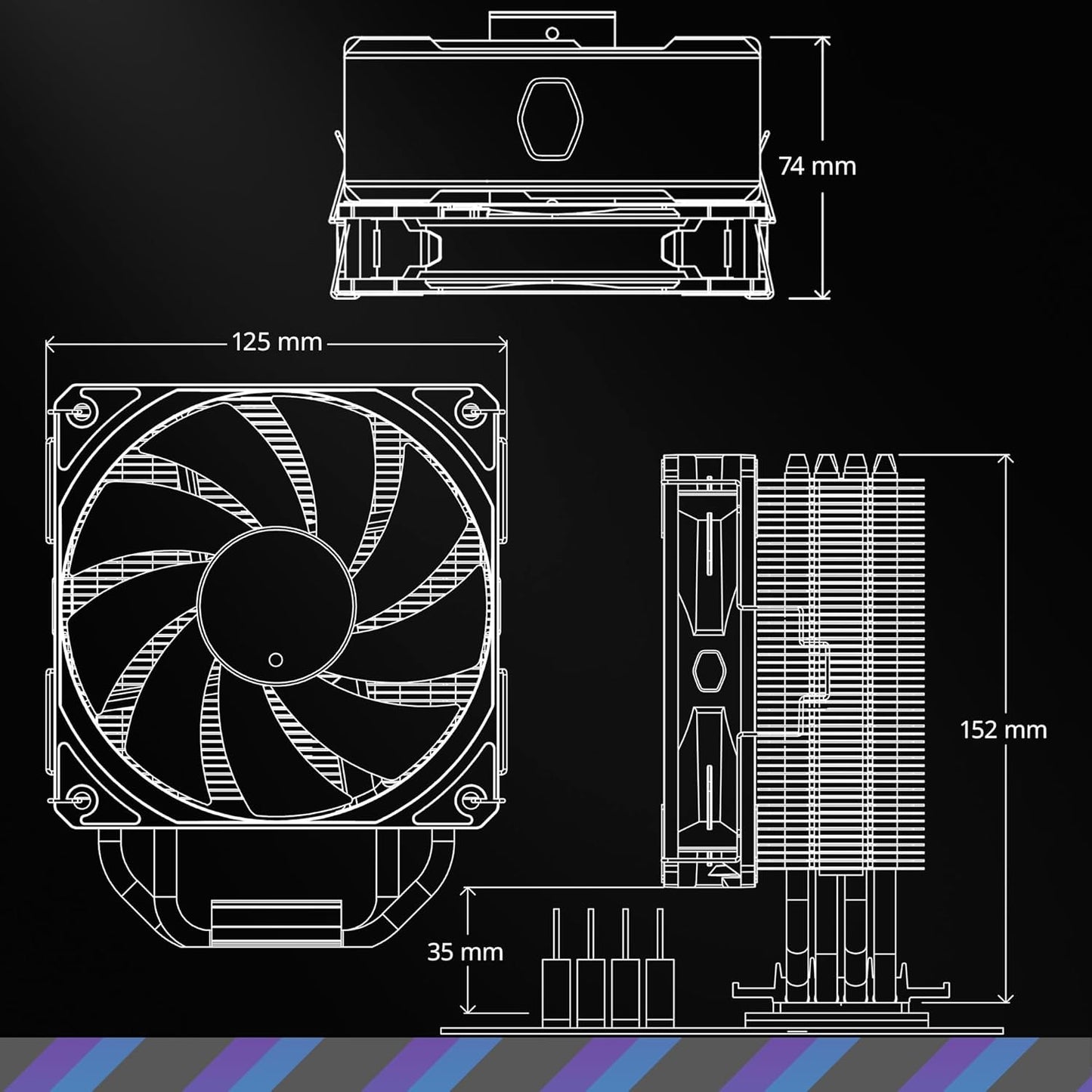 Cooler Master Hyper 212 Pro Halo Black CPU Air Cooler AM4/AM5 y Intel LGA 1700/1200