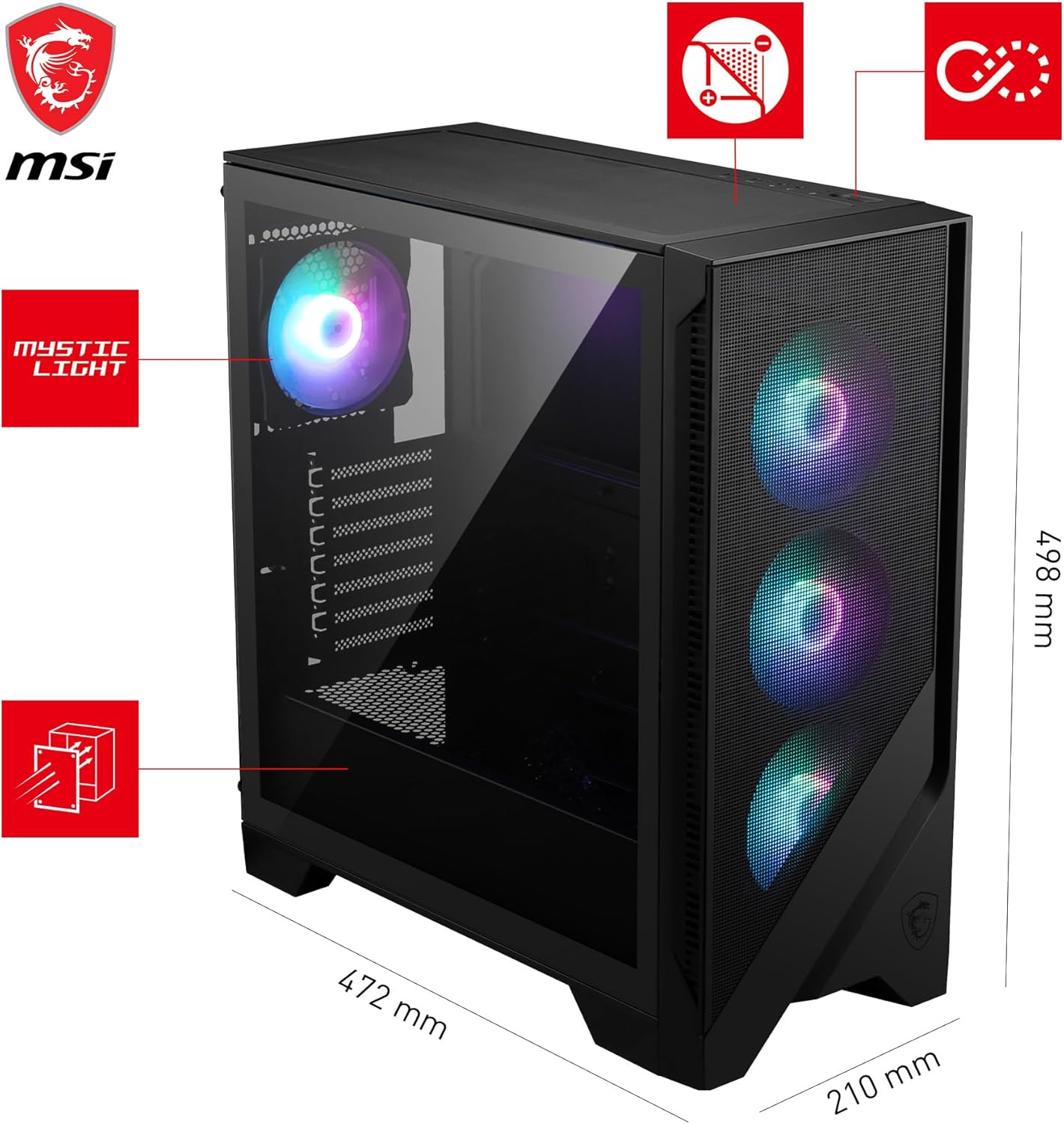 MSI MAG Forge 321R Mid-Tower PC Gaming Case ATX
