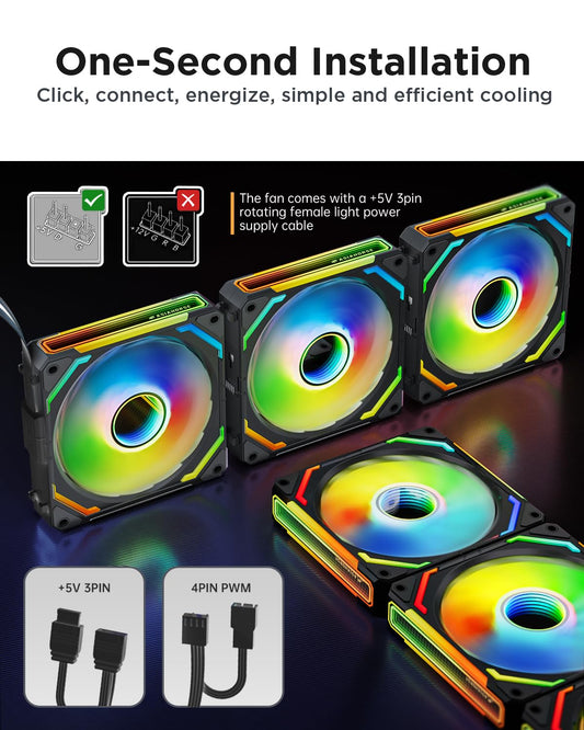 AsianHorse COSMIQ 120mm RGB FAN 3 Pack Conector en Cadena
