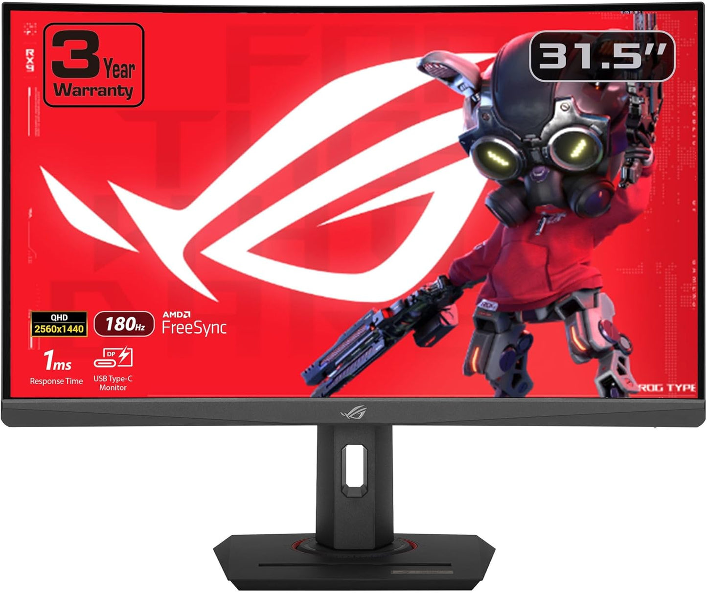 ASUS ROG Strix 32'' QHD 1440P Curvo 1500R HDR Monitor (XG32WCS) 180Hz 1ms VA