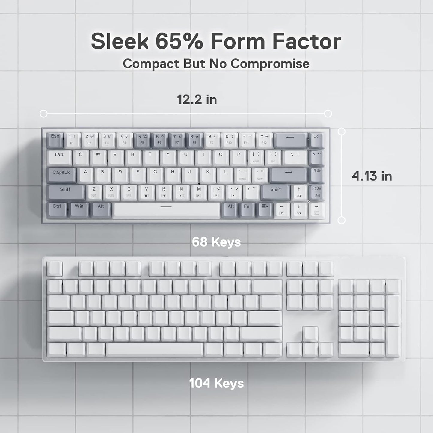 Redragon K631 Gery RGB USB-Cable Teclado Mecanico 65% Red Switches Intercambiable