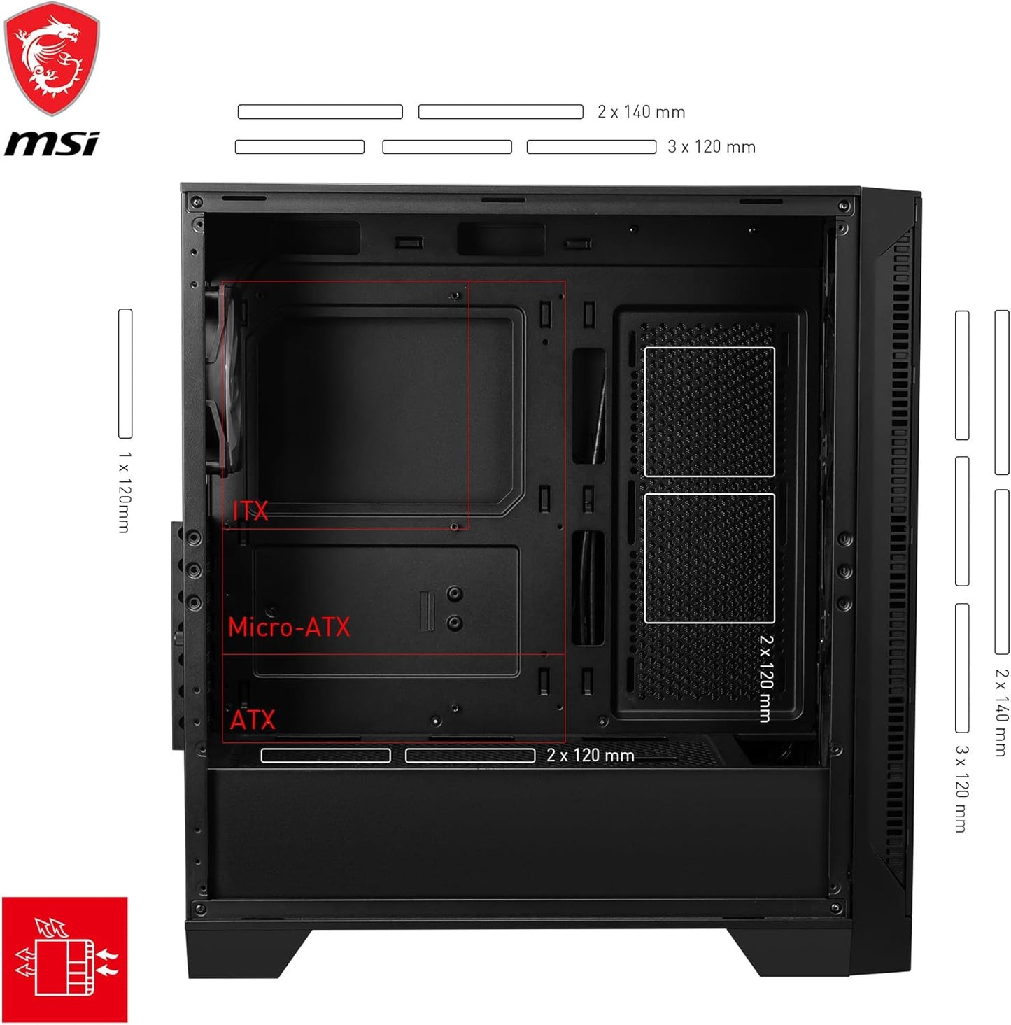 MSI MAG Forge 321R Mid-Tower PC Gaming Case ATX