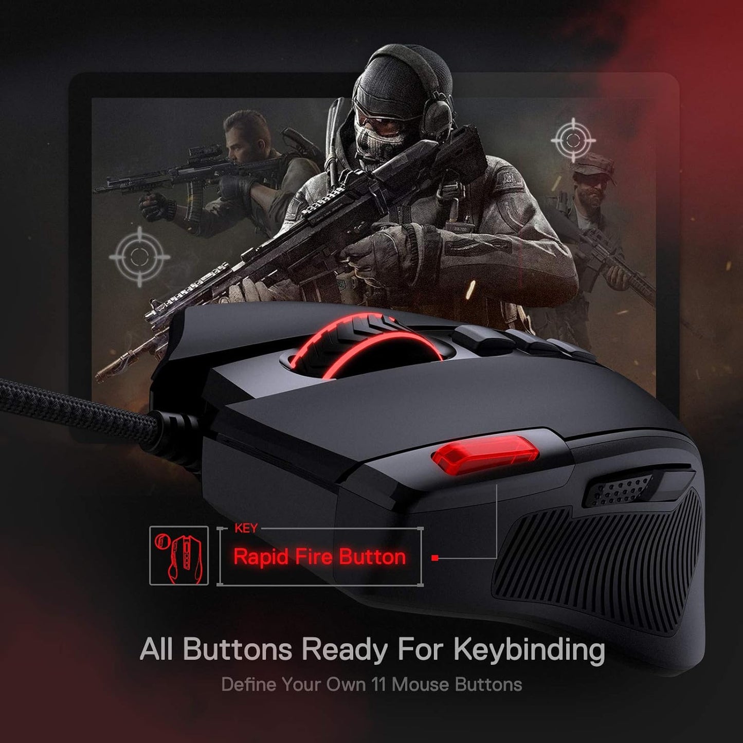 Redragon M612 Predator RGB 8000 DPI Alambrico Negro