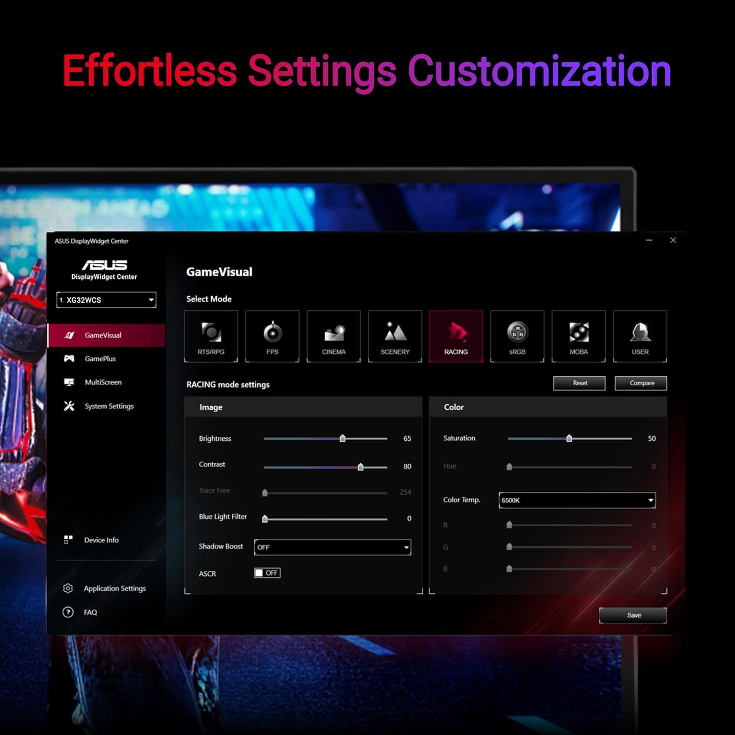 ASUS ROG Strix 32'' QHD 1440P Curvo 1500R HDR Monitor (XG32WCS) 180Hz 1ms VA