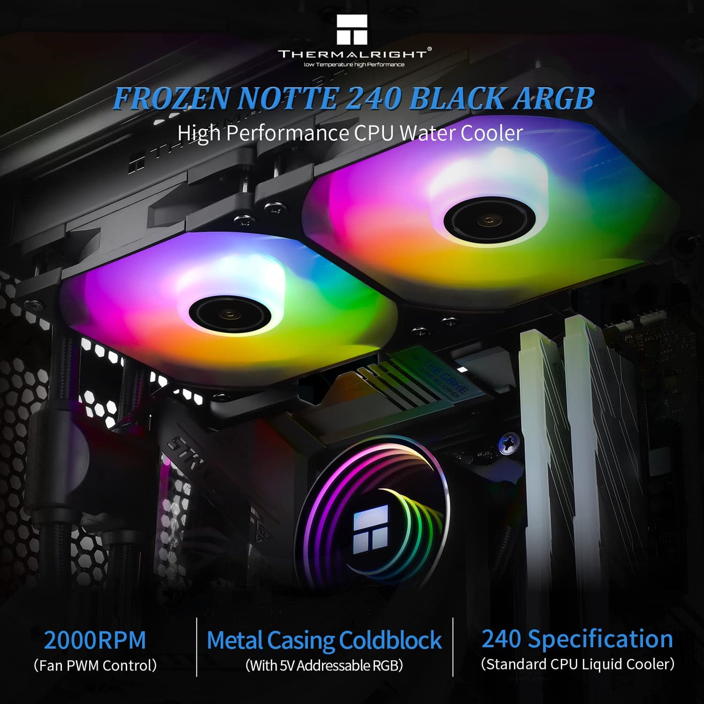 Thermalright Frozen Notte 240mm ARGB Negro AM4, AM5, LGA 1700/1200