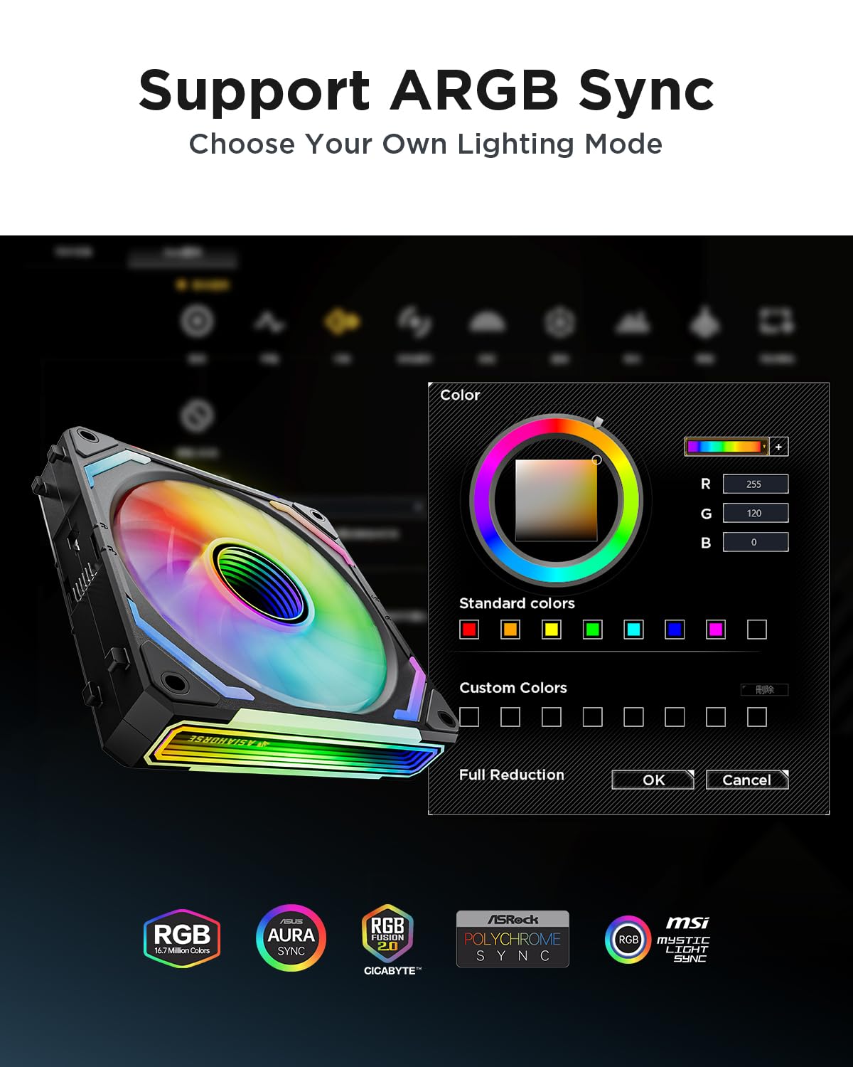 AsianHorse COSMIQ 120mm RGB FAN 3 Pack Conector en Cadena