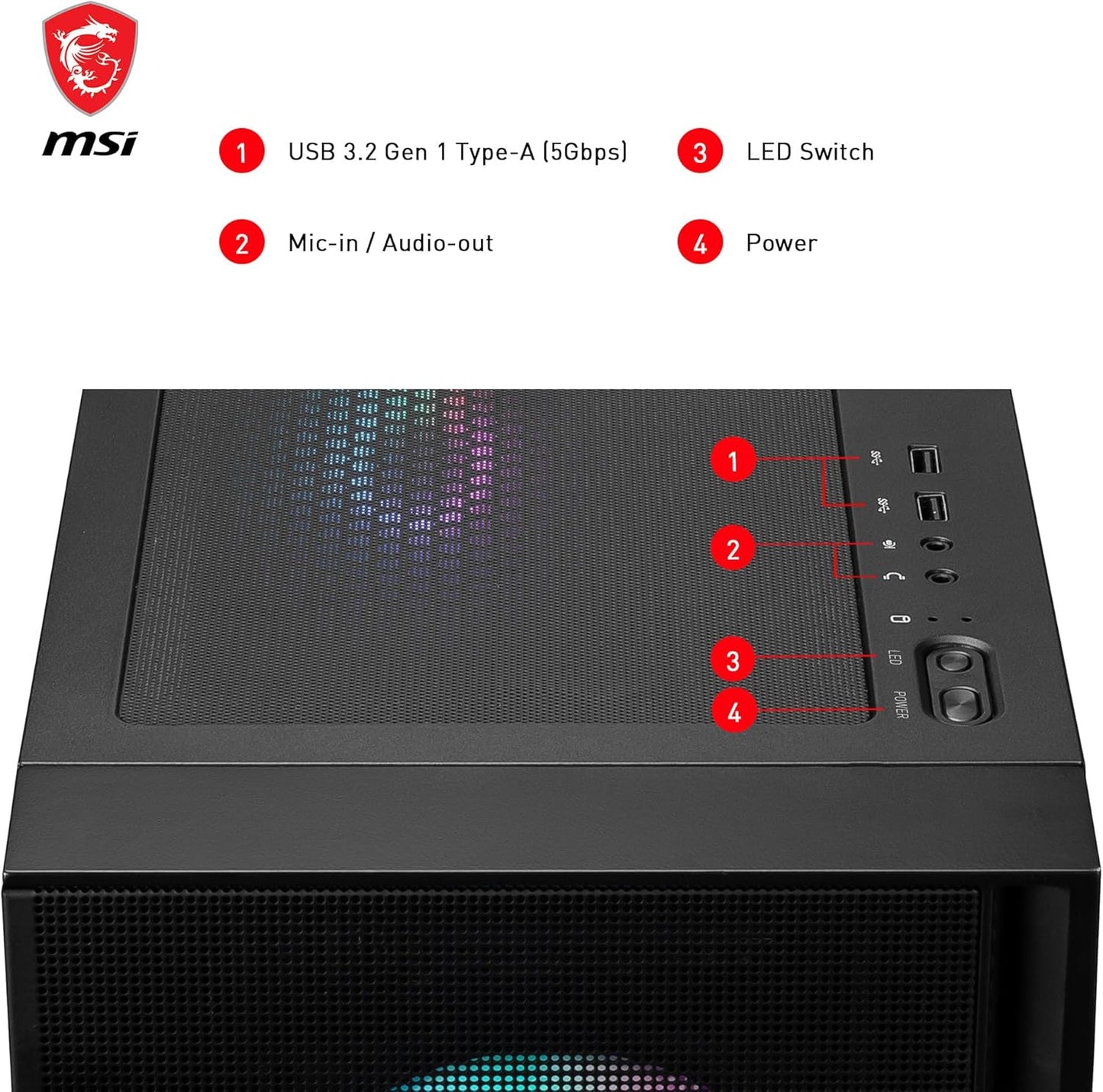 MSI MAG Forge 321R Mid-Tower PC Gaming Case ATX