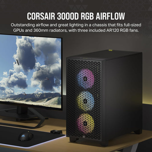 Corsair 3000D RGB Airflow Tempered Glass Mid-Tower ATX PC Case