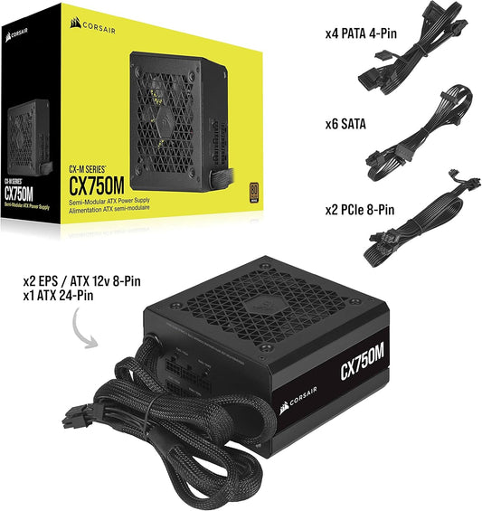CORSAIR CX750M POWERSUPPLY 750W SEMI-MODULAR 80 BRONZE PLUS