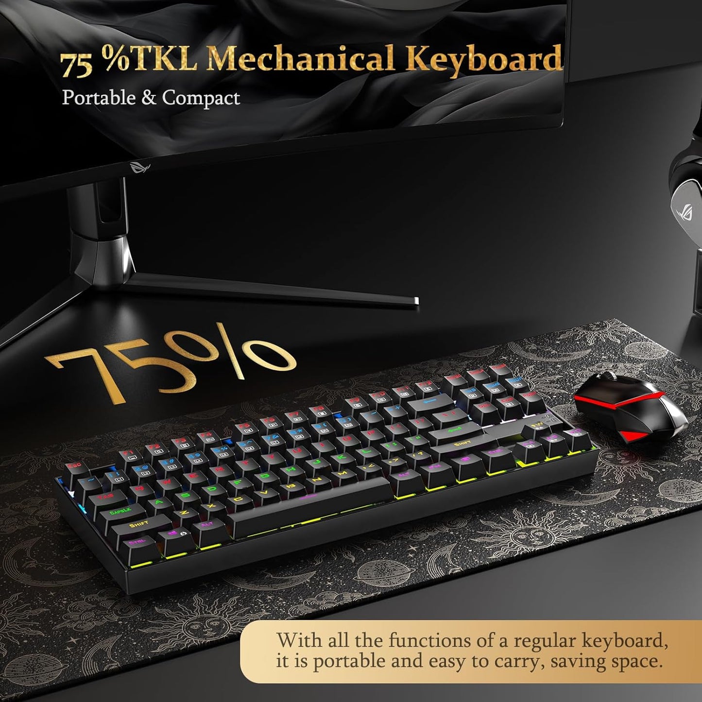 Redragon K552-KR RGB USB-Cable Teclado Mecanico 75% Red Switches