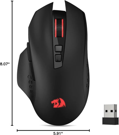 Redragon M656 Gainer Inalambrico 4000 DPI Negro Luces Roja