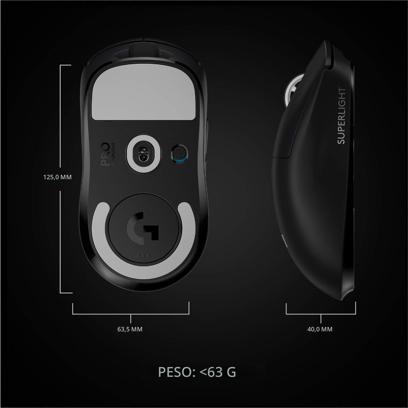 Logitech G PRO X SUPERLIGHT Lightspeed Inalambrico Mouse 25K DPI