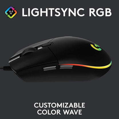 Logitech G203 Cable-USB 8,000 DPI RGB 6 Botones Reprogamables Negro