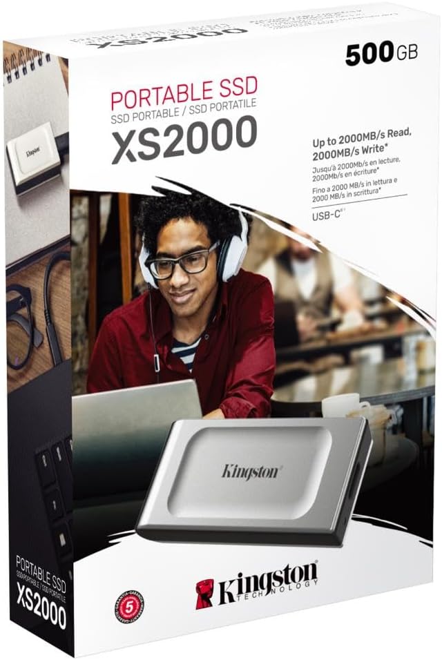 Kingston XS2000 500GB SSD USB-C Escritura/Lectura Hasta 2000MB/s