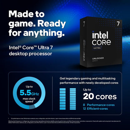 Intel Core Ultra 7 265KF 20 Cores (8 P-Cores + 12 E-Cores) 5.5 GHz