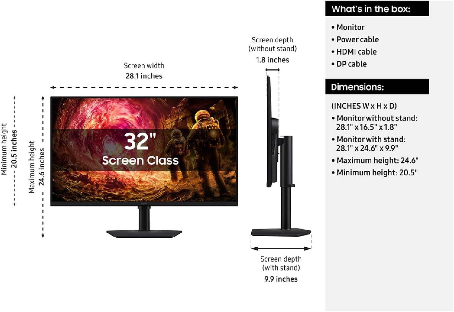 SAMSUNG Odyssey 32'' G5 G50F QHD 2560 x 1440 IPS 180Hz HDR10 1ms