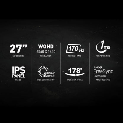 MSI G273CQ Curvo 27'' 2560 x 1440 (QHD) (2K), VA, 170Hz, FreeSync, HDR