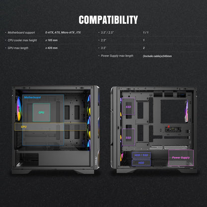 ANTEC AX1000-ARGB Negro Mid-Tower Gaming Case ATX