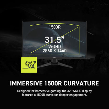 MSI MAG 32CQF E18 32'' 2560 x 1440 Curvo 1500R VA 180Hz FreeSync HDR 1ms