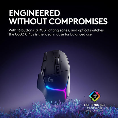 Logitech G502 X Plus Inalambrico Mouse 25K DPI RGB