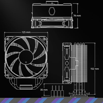 Cooler Master Hyper 212 Pro Halo Black CPU Air Cooler AM4/AM5 y Intel LGA 1700/1200