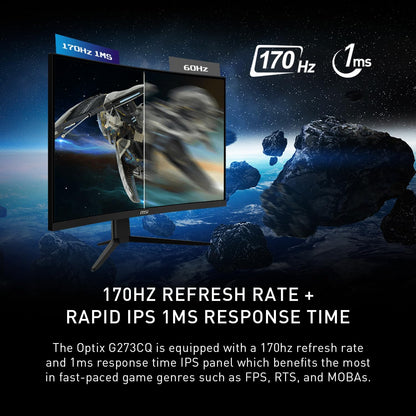 MSI G273CQ Curvo 27'' 2560 x 1440 (QHD) (2K), VA, 170Hz, FreeSync, HDR
