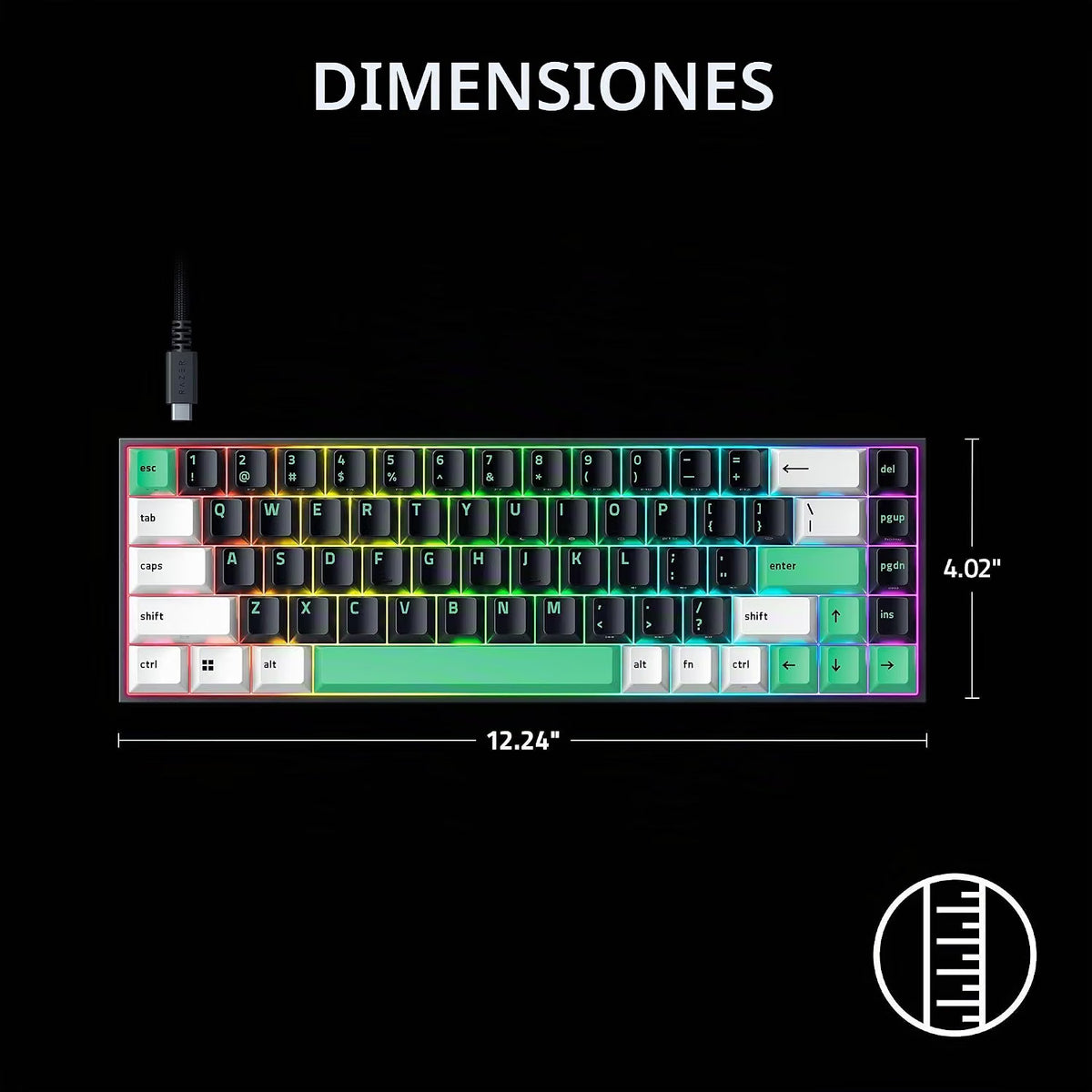 Razer Reclusa X RGB USB Teclado Mecanico 65% Orange Switch