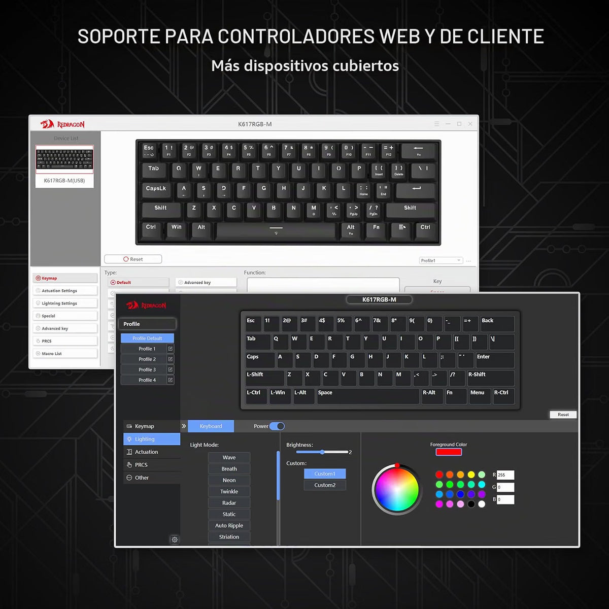Redragon K617 HE RGB USB-Cable Teclado Mecanico 60%