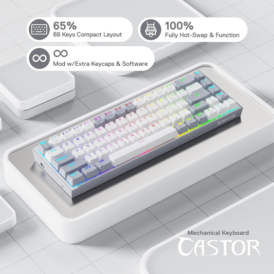Redragon K631 Gery RGB USB-Cable Teclado Mecanico 65% Red Switches Intercambiable