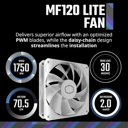 Cooler Master 240 Core II RGB Blanco 240mm AIO Cooler AM4, AM5, LGA 1700/1200