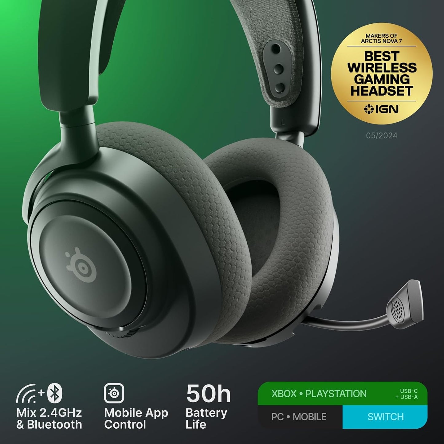 SteelSeries Artics Nova 7X Negro Inalambrico + Bluetooh Headset 7.1 (Xbox, PS5, PS4, PC, Switch and Mobile)