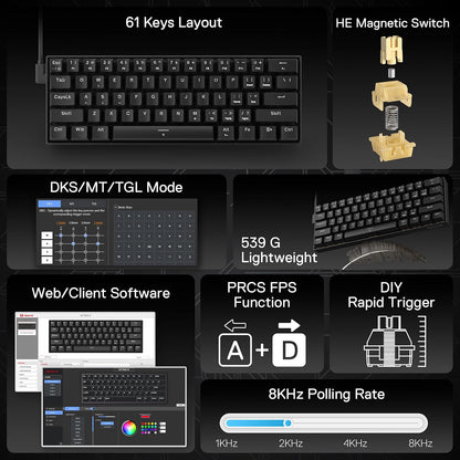 Redragon K617 HE RGB USB-Cable Teclado Mecanico 60%
