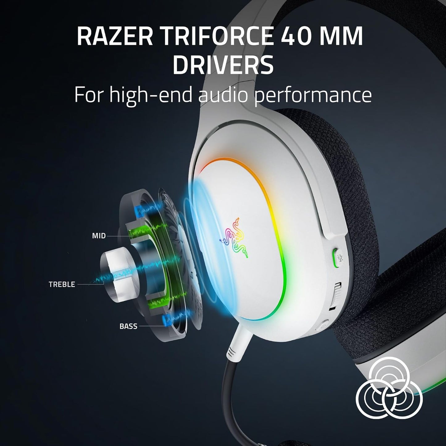 Razer Barracuda X Chroma Inalambrico + Bluetooth (PC, Playstation, Switch, Android, iOS) Blanco