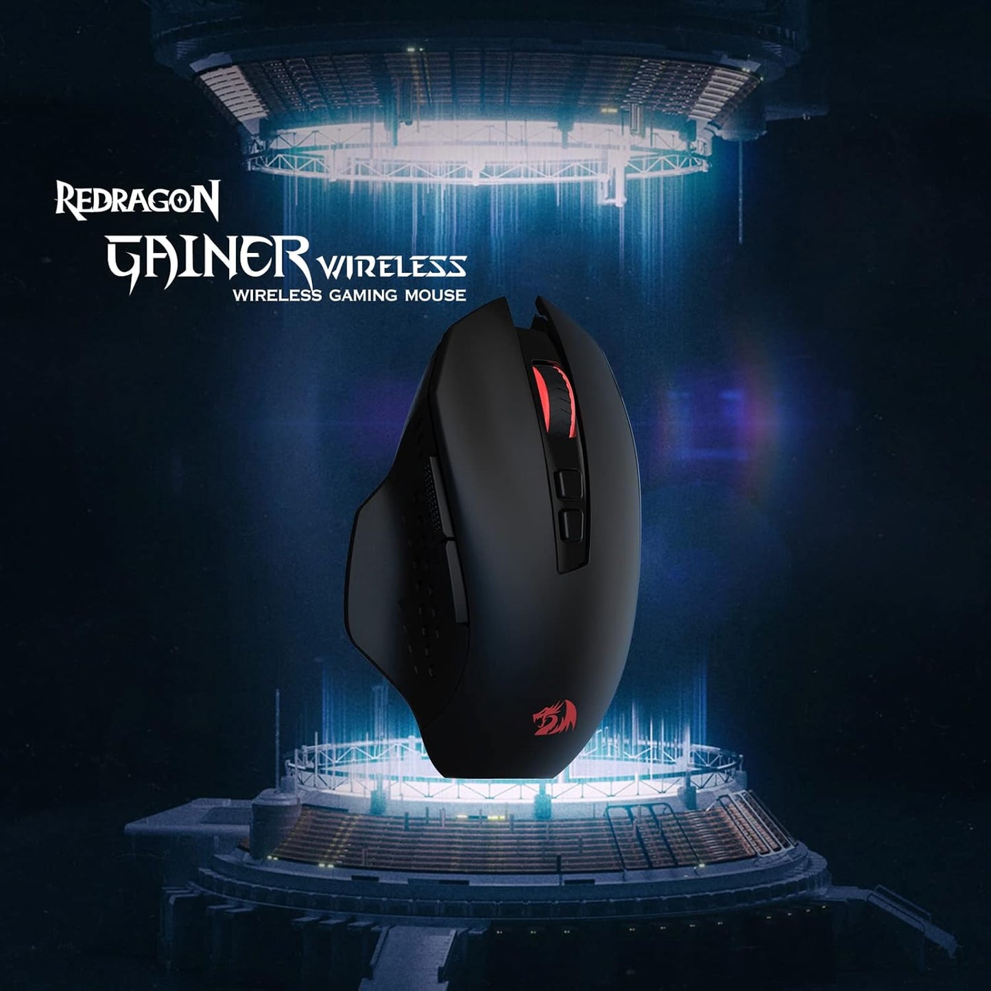 Redragon M656 Gainer Inalambrico 4000 DPI Negro Luces Roja