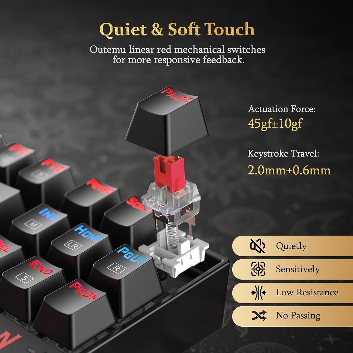 Redragon K552-KR RGB USB-Cable Teclado Mecanico 75% Red Switches