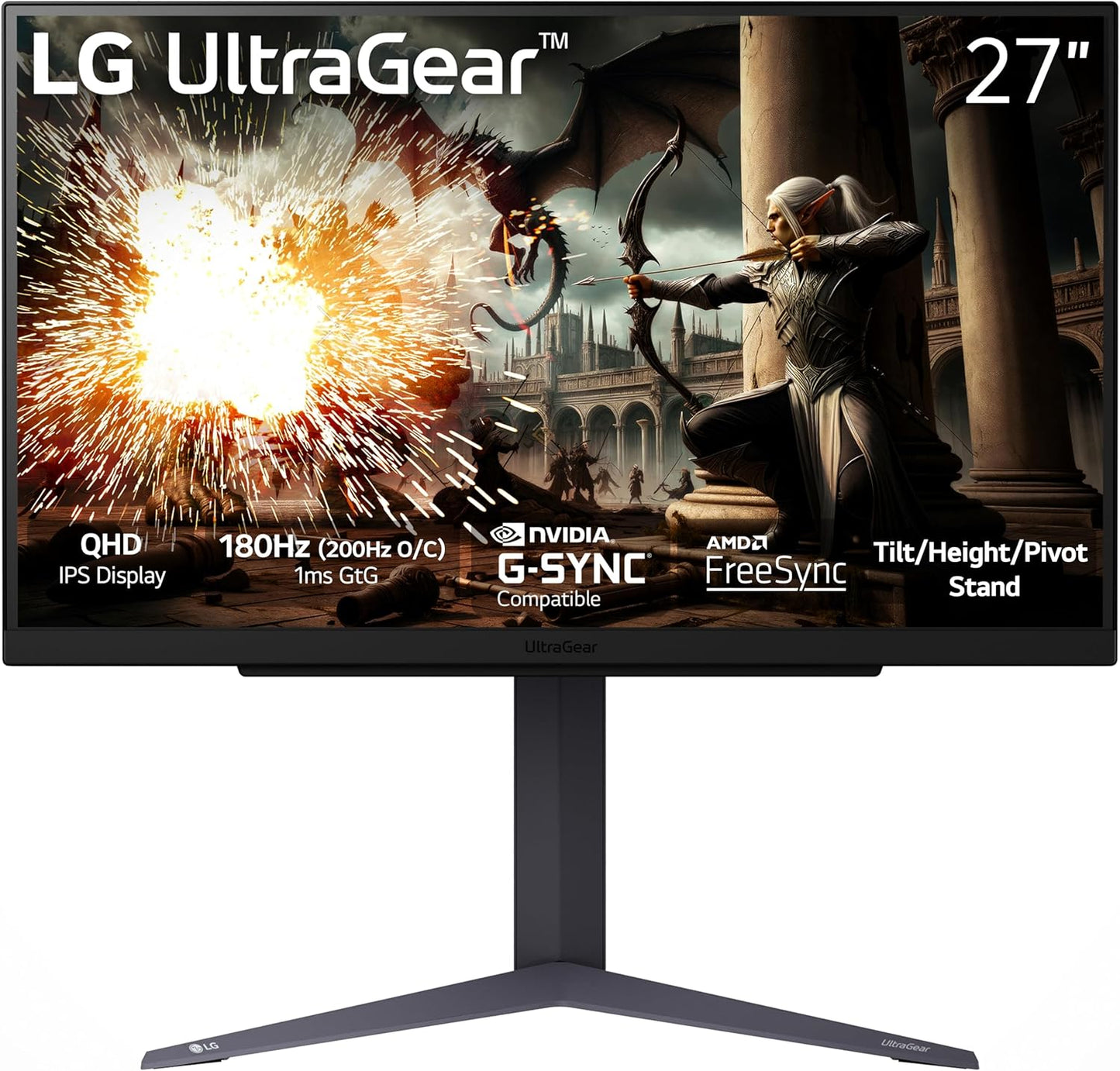 LG 27GS75Q-B Ultragear Gaming Monitor  27'' QHD 1440P HDR10 180Hz 1ms IPS