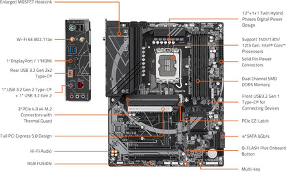 GIGABYTE Z790 Eagle AX Wifi 6E DDR5 LGA 1700 (Intel 12th, 13th, 14th Gen)