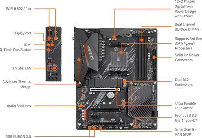 Gigabyte B550 AORUS ELITE V3 AM4 DDR4 WiFi 6