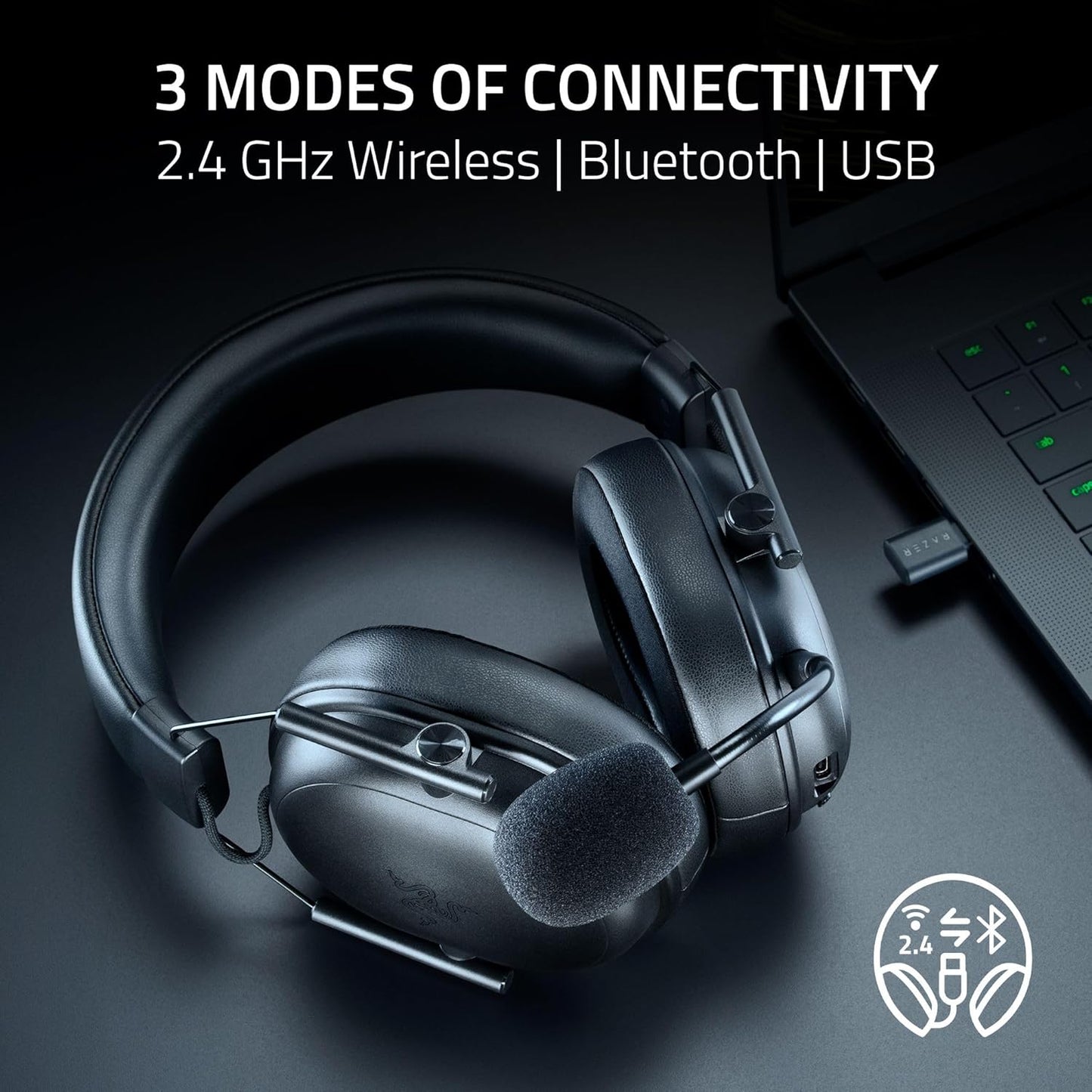 Razer Blackshark V3 Hyperspeed Inalambrico + Bluetooh (PC, Playstation, Switch, Android, iOS) Negro