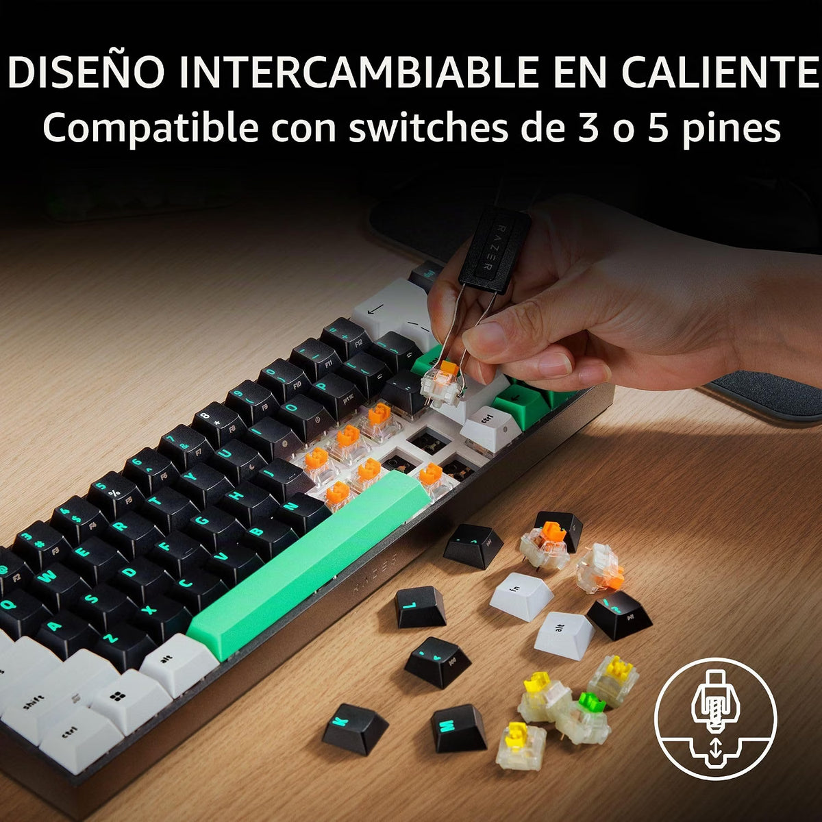 Razer Reclusa X RGB USB Teclado Mecanico 65% Orange Switch