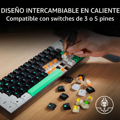 Razer Reclusa X RGB USB Teclado Mecanico 65% Orange Switch