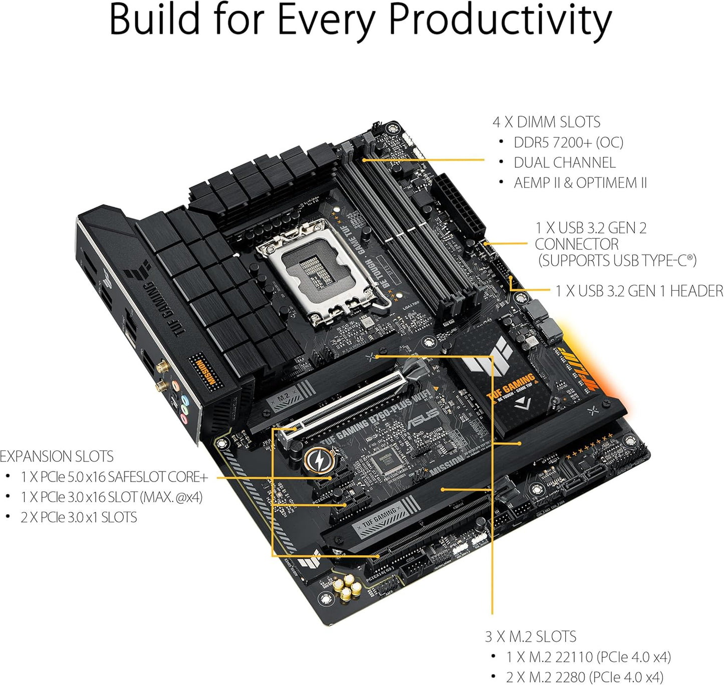ASUS TUF Gaming B760-Plus Wifi DDR5 LGA 1700 (Intel 12th, 13th, 14th Gen)